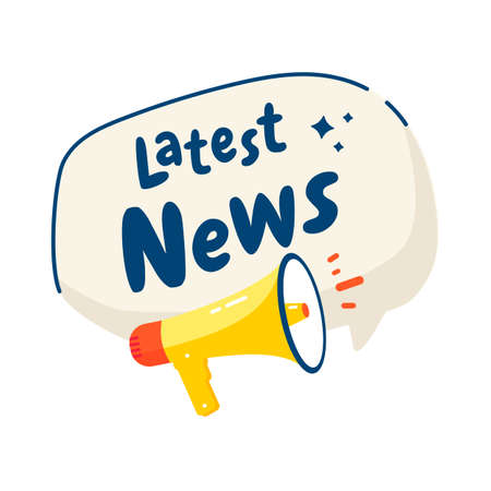 Latest News sticker with megaphoneのイラスト素材