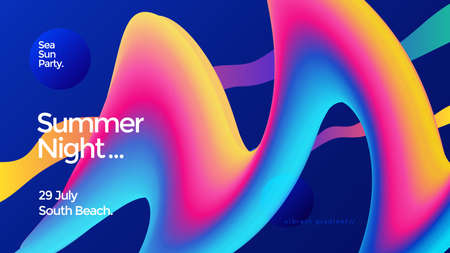 Summer flow wide poster design templateのイラスト素材