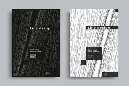 Minimal covers with black and white wavy linesのイラスト素材