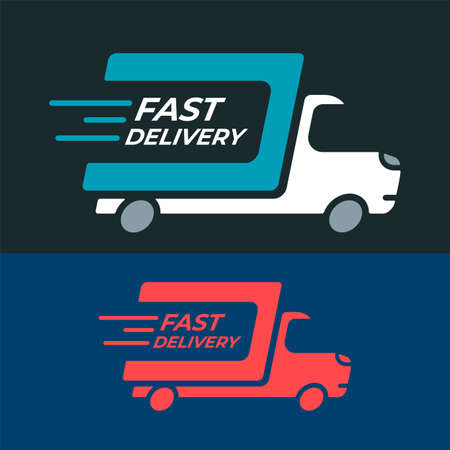 Fast delivery shipping truck set icons.のイラスト素材