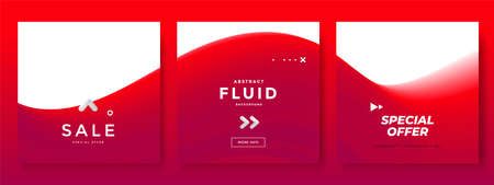 Minimal square banner with red color wave.