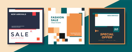 Set square web banners for social networks graphicのイラスト素材