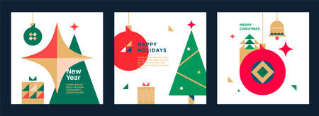 New Year and Christmas greeting card design.のイラスト素材