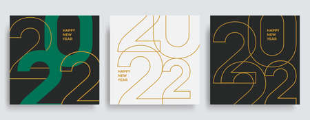 2022 Happy New Year posters set. Christmas cardのイラスト素材