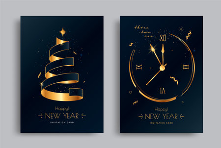 Happy New Year greeting card design templateのイラスト素材