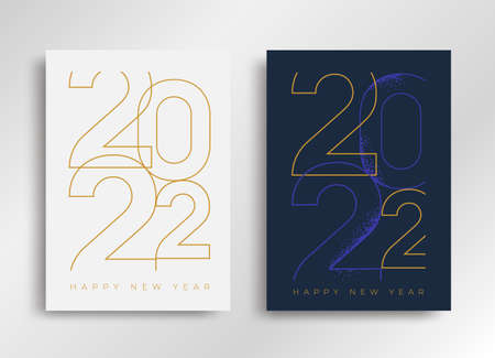2022 Happy New Year posters set. Christmas cardのイラスト素材