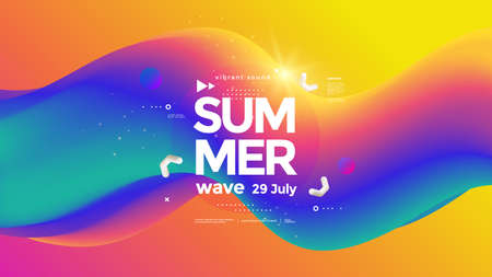 Summer colorful bright wave posterの写真素材