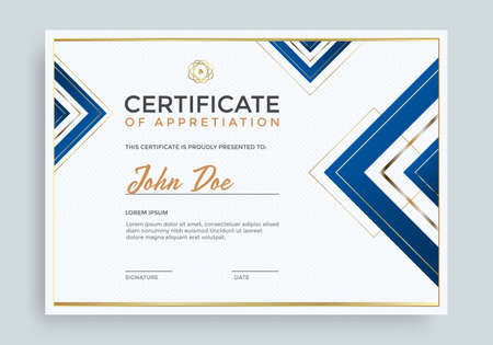 Blue and gold certificate template luxury modernのイラスト素材