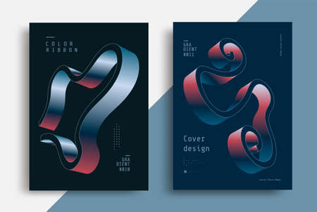Futuristic color ribbon design covers set vectorのイラスト素材