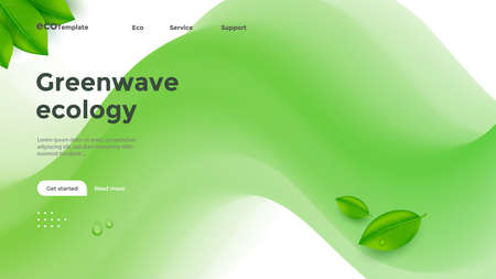 Ecology Corporate landing page with 3d green wave.のイラスト素材