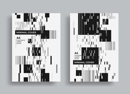 Abstract barcode minimal posters. Geometric glitchのイラスト素材