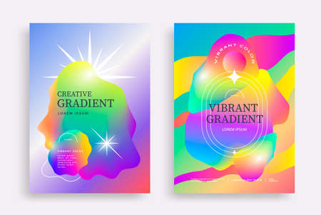 Abstract fluid gradient shapes background setのイラスト素材