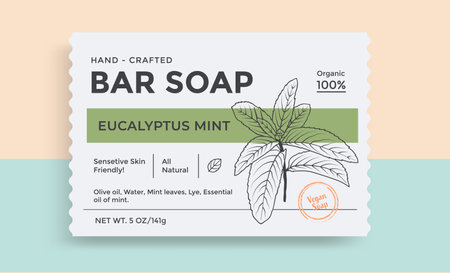 Mint bar soap Packaging design. Vintage soap labelのイラスト素材