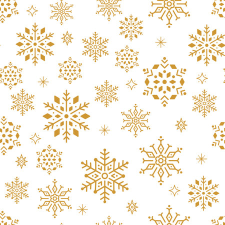 Christmas seamless pattern wiht golden Snowflakesのイラスト素材