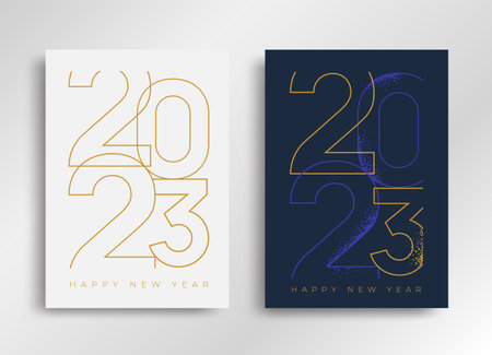 2023 Happy New Year posters set. Christmas cardのイラスト素材