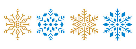 Blue snowflakes set isolated on white backgroundのイラスト素材