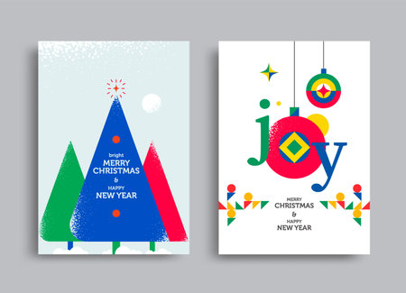 New Year and Christmas greeting card design.のイラスト素材