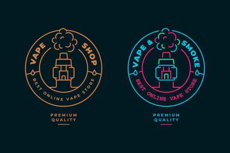 Vape Shop vintage emblem. Vaping store signs.のイラスト素材