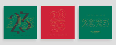 2023 Happy New Year posters set. Christmas card