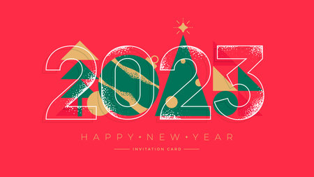2023 Happy New Year posters set. Christmas card