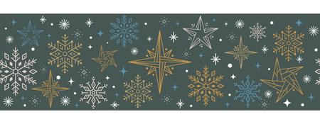 Christmas seamless pattern wiht golden Snowflakesのイラスト素材