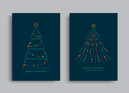 Merry Christmas and Happy New Year greeting posterのイラスト素材