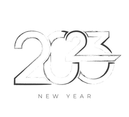 Happy New Year typography logo 2023.のイラスト素材