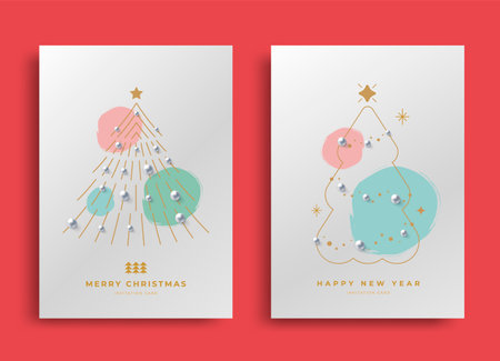 New Year and Christmas greeting card design.のイラスト素材