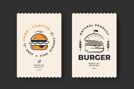 Burger vintage product label template with burgersのイラスト素材