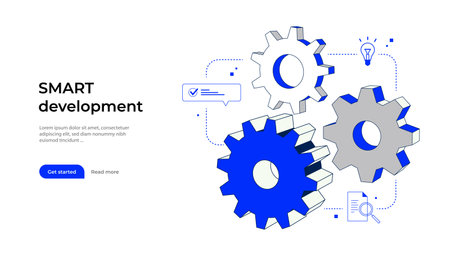 Business development concept engine gears wheels.のイラスト素材