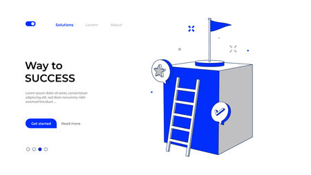 Landing page template with a ladder to success.のイラスト素材