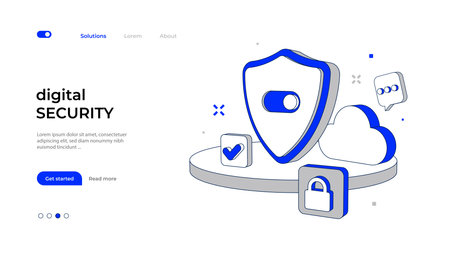 Cyber security concept with Shield and cloudのイラスト素材