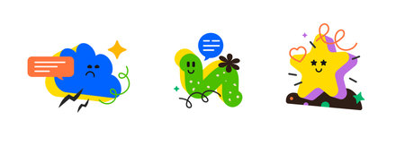 Colorful kids trendy figures. Cute funny elementsのイラスト素材