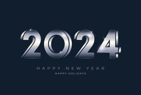 Silver 2024 New Year numbers typographyのイラスト素材