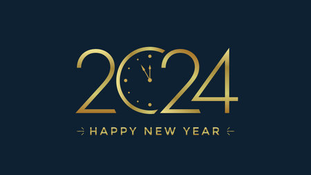 Happy New Year 2024 greeting card design templateのイラスト素材