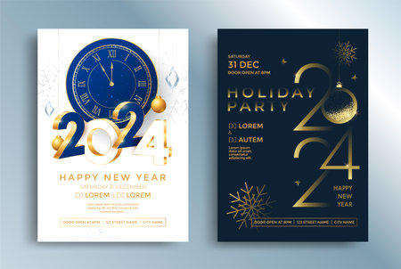 Happy New Year 2024 greeting card design templateのイラスト素材