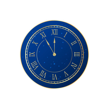 Blue clock golden numerals New Year Eve countdownのイラスト素材