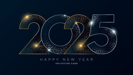 Elegant 2025 New Year invitation card designのイラスト素材