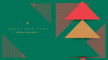 New Year holiday card design with Christmas treeのイラスト素材