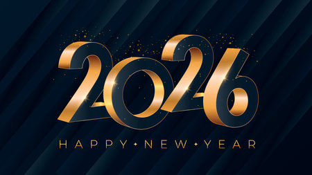 Happy new year golden numbers 2026のイラスト素材