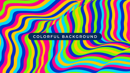 Wavy lines neon psychedelic optical illusionのイラスト素材