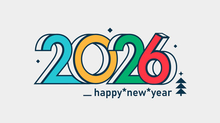 New Year 2026 celebration typography symbol designのイラスト素材
