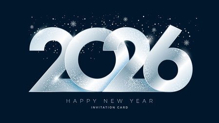 Silver numbers 2026 with sparkling snowflakesのイラスト素材