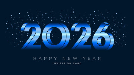 Shiny blue gradient numbers 2026 scattered snowのイラスト素材