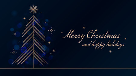 Elegant Christmas greeting card with golden lineのイラスト素材