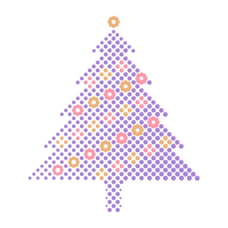 Christmas tree stylish halftone pattern purple dotのイラスト素材