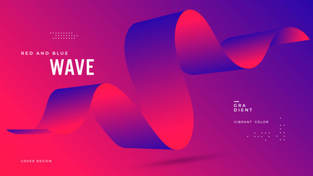 Red and blue 3D wave flow across purple backgroundのイラスト素材