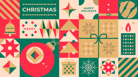 Geometric Christmas holiday patternのイラスト素材