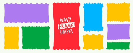 Wavy rectangle text box and organic frameのイラスト素材