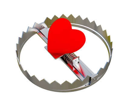 3d computer generated image of heart in trapの写真素材